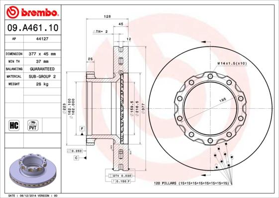 AP 44127 - Гальмівний диск autocars.com.ua