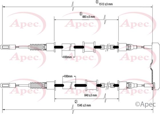 APEC CAB1483 - Трос, гальмівна система autocars.com.ua