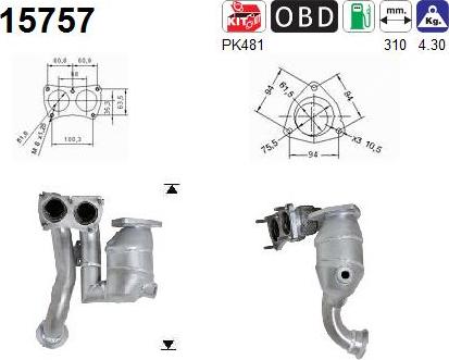 AS 15757 - Каталізатор autocars.com.ua