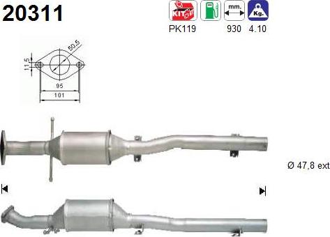 AS 20311 - Каталізатор autocars.com.ua