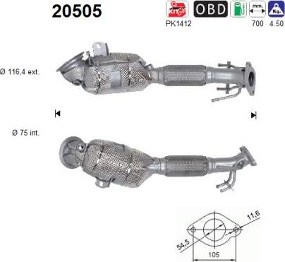 AS 20505 - Каталізатор autocars.com.ua