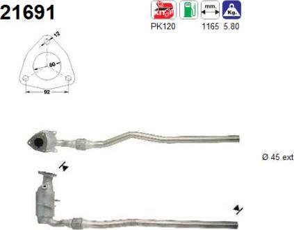 AS 21691 - Каталізатор autocars.com.ua