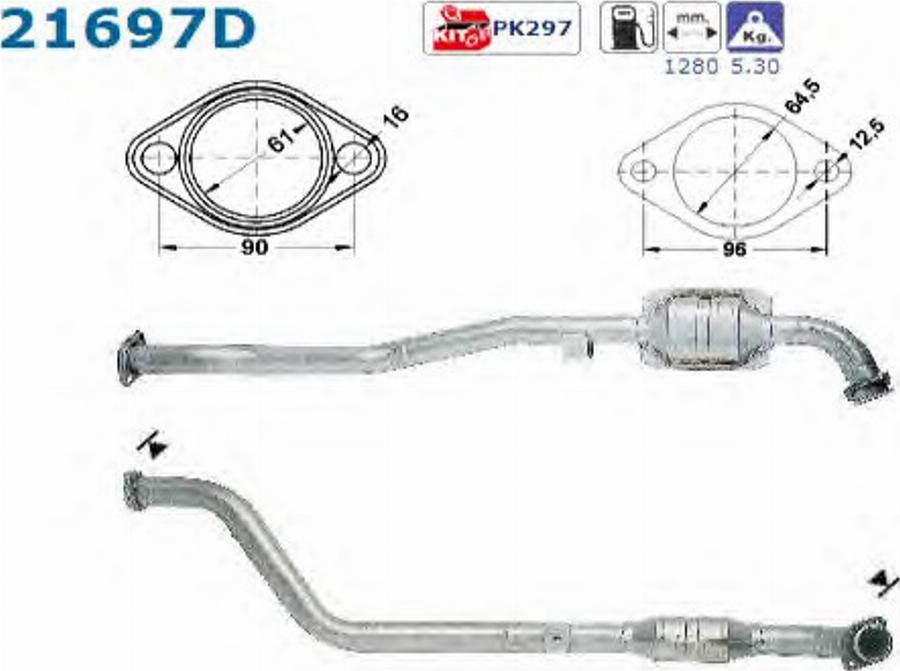 AS 21697D - Каталізатор autocars.com.ua