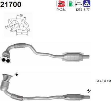 AS 21700 - Каталізатор autocars.com.ua