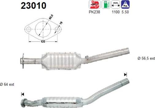 AS 23010 - Каталізатор autocars.com.ua