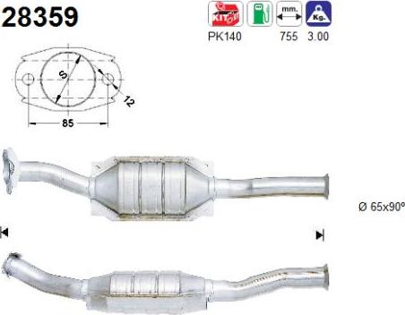 AS 28359 - Каталізатор autocars.com.ua