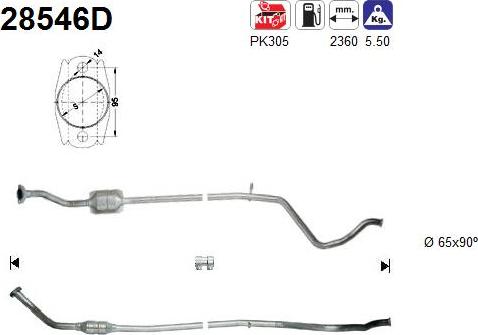 AS 28546D - Каталізатор autocars.com.ua