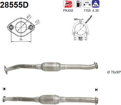 AS 28555D - Каталізатор autocars.com.ua