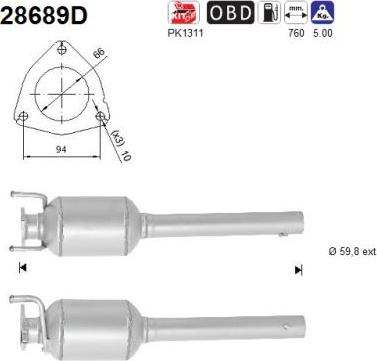 AS 28689D - Каталізатор autocars.com.ua