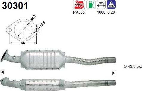 AS 30301 - Каталізатор autocars.com.ua