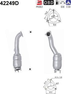 AS 42249D - Каталізатор autocars.com.ua