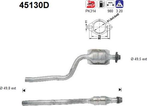 AS 45130D - Каталізатор autocars.com.ua