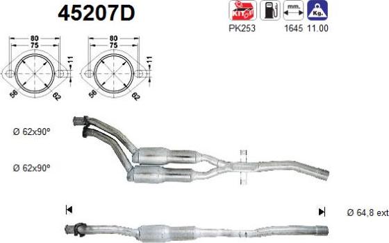 AS 45207D - Каталізатор autocars.com.ua