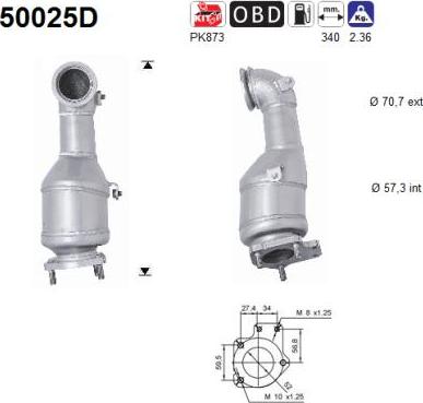 AS 50025D - Каталізатор autocars.com.ua