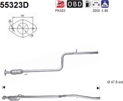 AS 55323D - Каталізатор autocars.com.ua