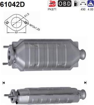 AS 61042D - Каталізатор autocars.com.ua