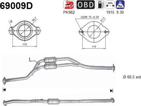 AS 69009D - Каталізатор autocars.com.ua