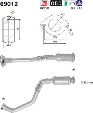 AS 69012 - Каталізатор autocars.com.ua