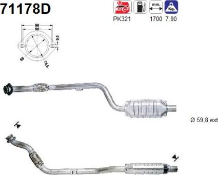 AS 71178D - Каталізатор autocars.com.ua