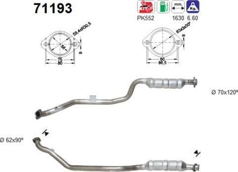 AS 71193 - Каталізатор autocars.com.ua