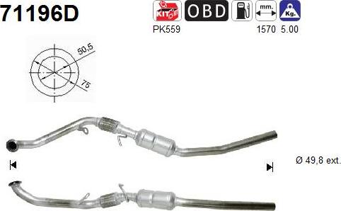 AS 71196D - Каталізатор autocars.com.ua