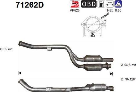 AS 71262D - Каталізатор autocars.com.ua