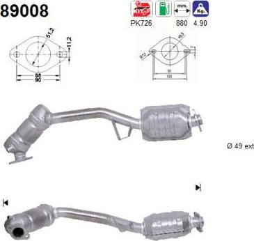 AS 89008 - Каталізатор autocars.com.ua