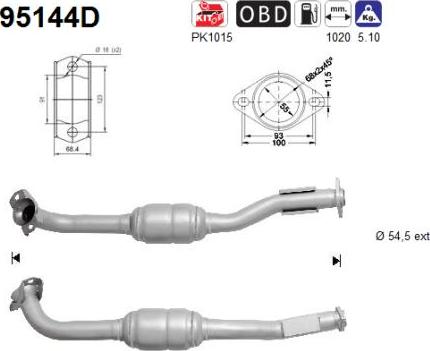 AS 95144D - Каталізатор autocars.com.ua