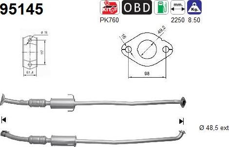 AS 95145 - Каталізатор autocars.com.ua