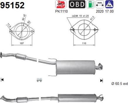 AS 95152 - Каталізатор autocars.com.ua