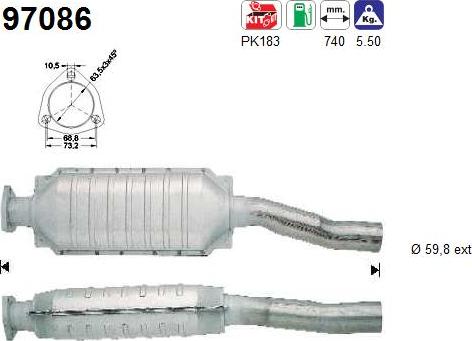 AS 97086 - Каталізатор autocars.com.ua