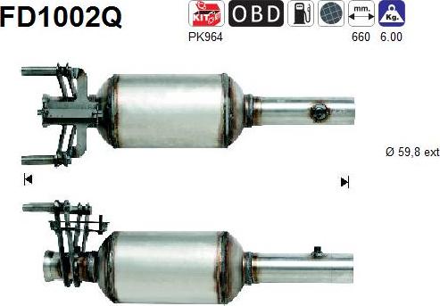 AS FD1002Q - сажі / частковий фільтр, система вихлопу ОГ autocars.com.ua
