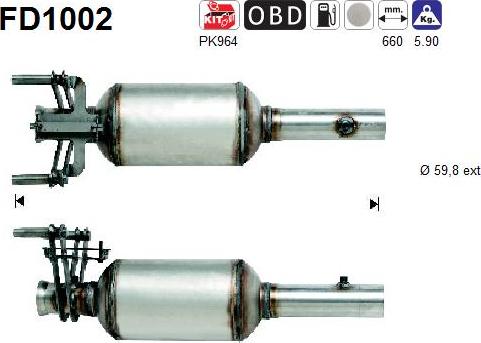 AS FD1002 - сажі / частковий фільтр, система вихлопу ОГ autocars.com.ua