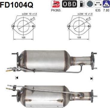 AS FD1004Q - сажі / частковий фільтр, система вихлопу ОГ autocars.com.ua