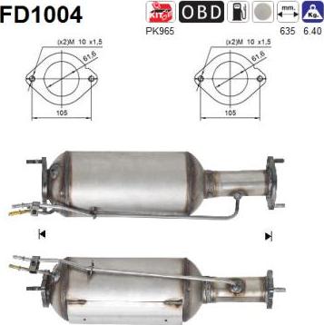 AS FD1004 - Сажевый / частичный фильтр, система выхлопа ОГ avtokuzovplus.com.ua