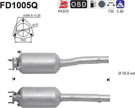 AS FD1005Q - Сажевый / частичный фильтр, система выхлопа ОГ avtokuzovplus.com.ua