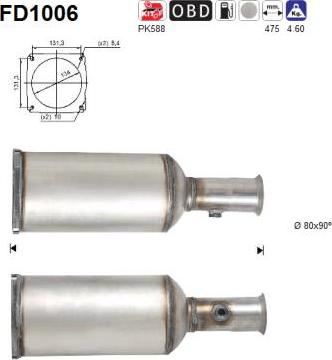 AS FD1006 - Сажевый / частичный фильтр, система выхлопа ОГ avtokuzovplus.com.ua
