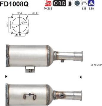 AS FD1008Q - сажі / частковий фільтр, система вихлопу ОГ autocars.com.ua