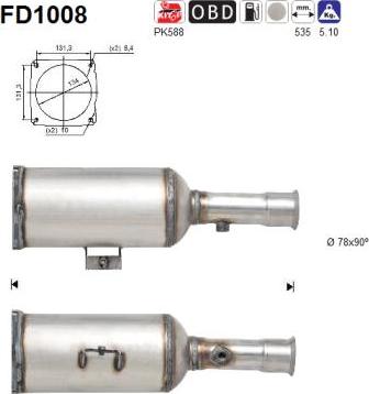 AS FD1008 - сажі / частковий фільтр, система вихлопу ОГ autocars.com.ua
