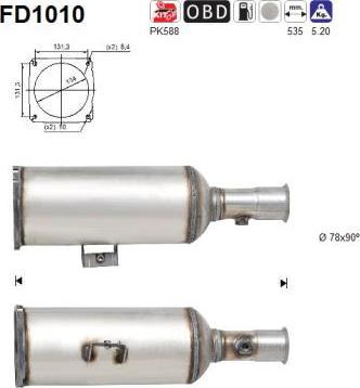 AS FD1010 - Сажевый / частичный фильтр, система выхлопа ОГ avtokuzovplus.com.ua