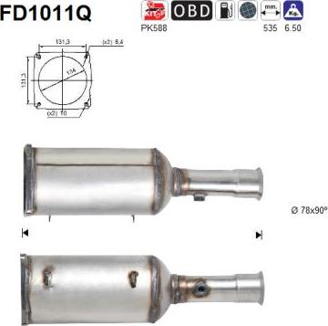 AS FD1011Q - сажі / частковий фільтр, система вихлопу ОГ autocars.com.ua