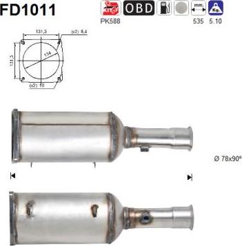 AS FD1011 - Сажевый / частичный фильтр, система выхлопа ОГ avtokuzovplus.com.ua