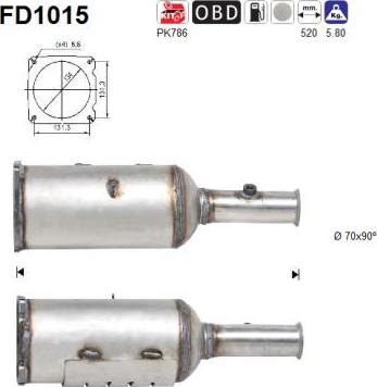 AS FD1015 - Сажевый / частичный фильтр, система выхлопа ОГ avtokuzovplus.com.ua