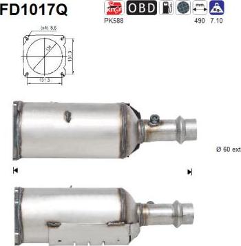 AS FD1017Q - Сажевый / частичный фильтр, система выхлопа ОГ avtokuzovplus.com.ua