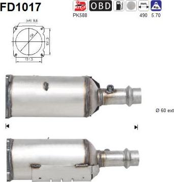 AS FD1017 - Сажевый / частичный фильтр, система выхлопа ОГ avtokuzovplus.com.ua