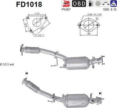 AS FD1018 - Сажевый / частичный фильтр, система выхлопа ОГ avtokuzovplus.com.ua