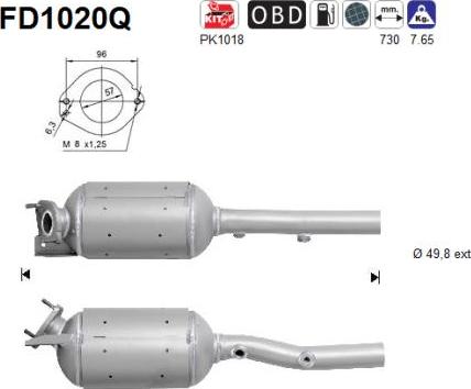 AS FD1020Q - сажі / частковий фільтр, система вихлопу ОГ autocars.com.ua