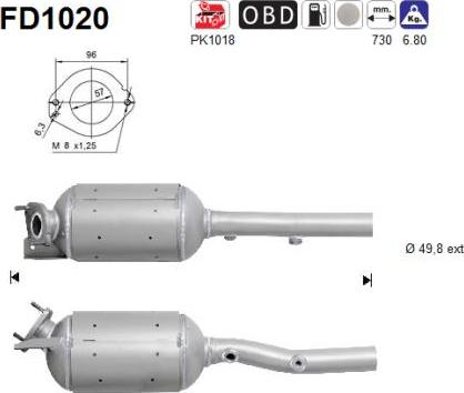 AS FD1020 - сажі / частковий фільтр, система вихлопу ОГ autocars.com.ua