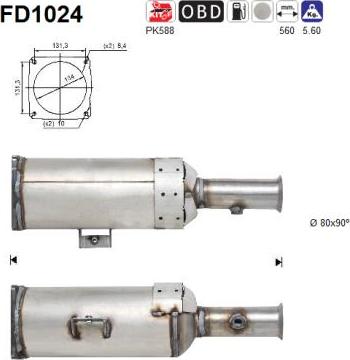 AS FD1024 - сажі / частковий фільтр, система вихлопу ОГ autocars.com.ua