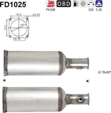 AS FD1025 - сажі / частковий фільтр, система вихлопу ОГ autocars.com.ua